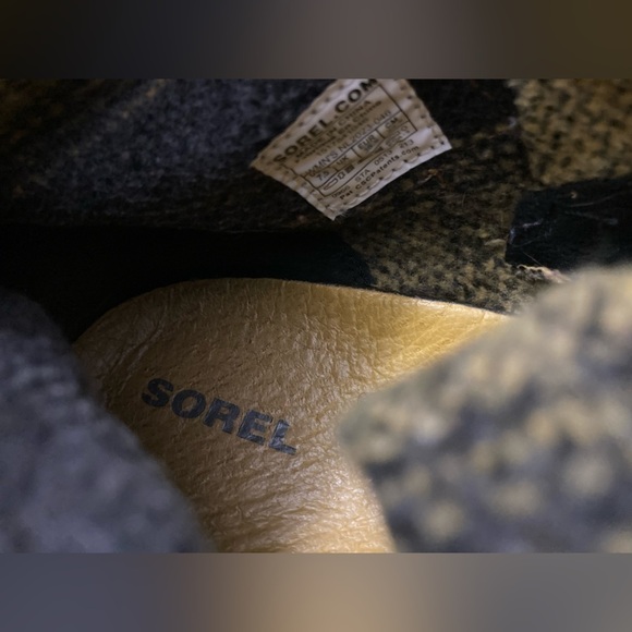 Sorel leather and plaid booties ankle boots women’s 7.5 yellow gray - Picture 6 of 8